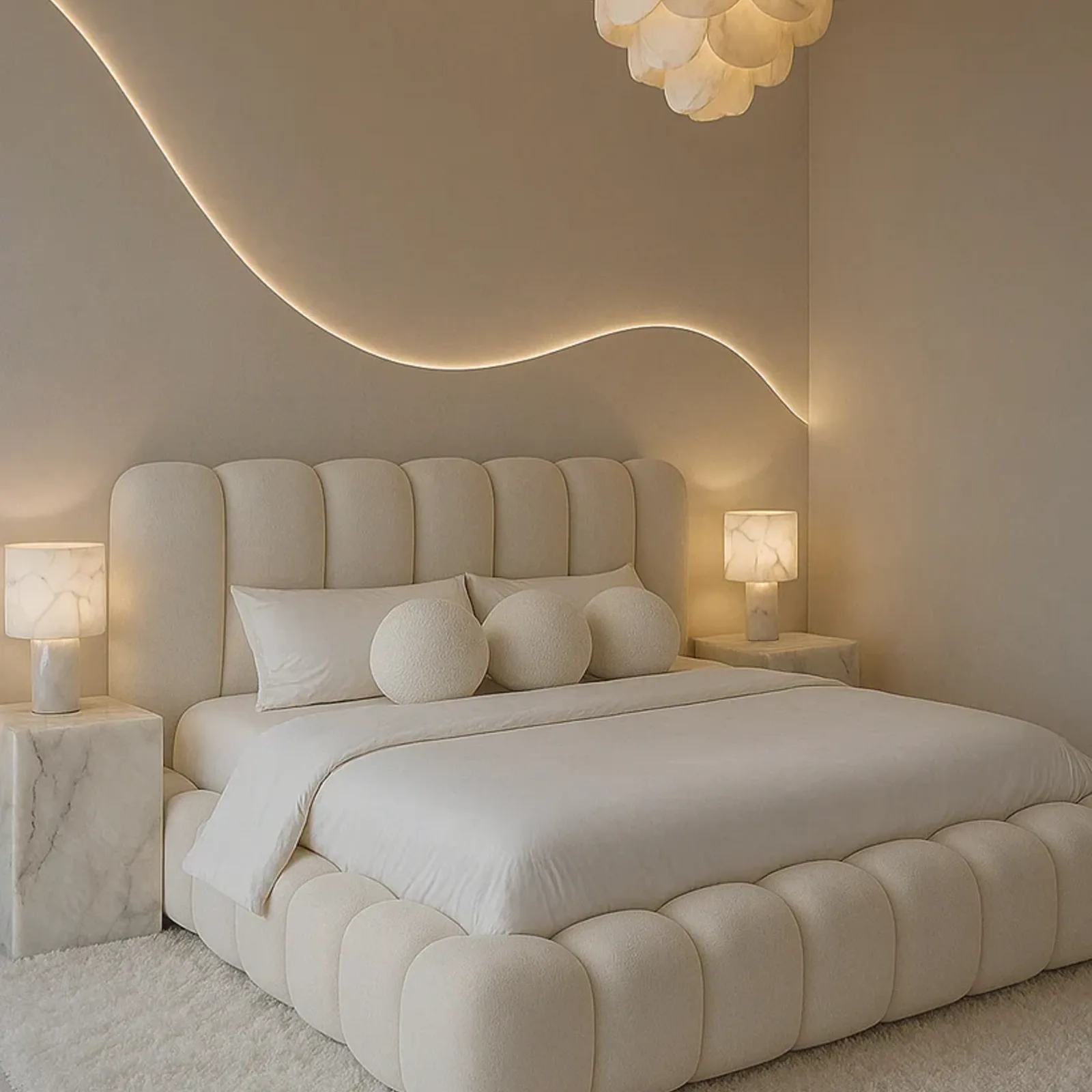 Cloud Bouclé Upholstered Bed