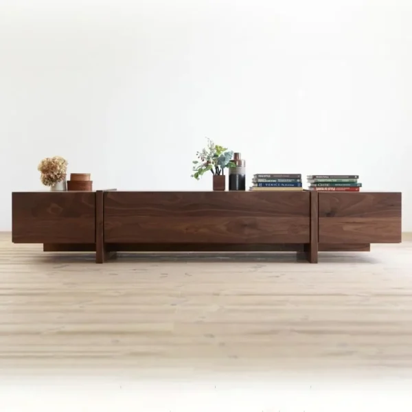 Walnut Low Media Console