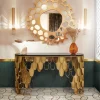 Cascade Gold Console with Sunburst Mirror