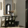 Sculpt Black Console & Gold Mirror Set