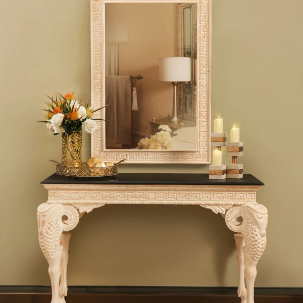 Ram's Head Carved Console & Mirror