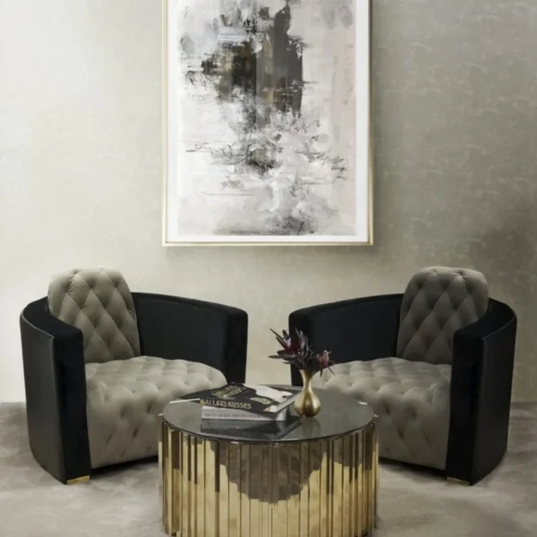 Fluted Brass Drum Coffee Table