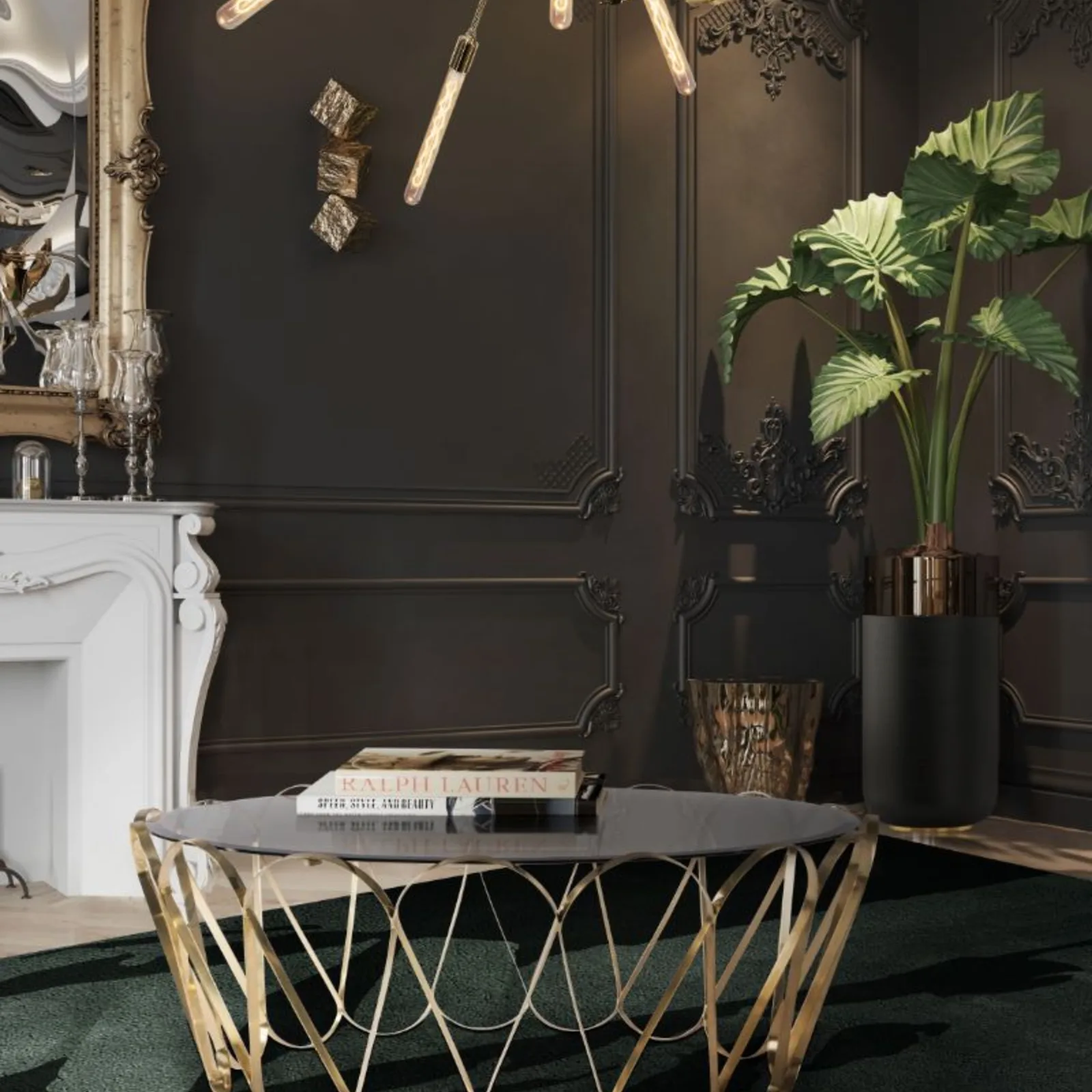 Cage Lattice Glass Coffee Table
