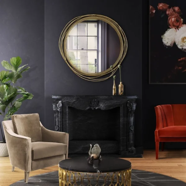 Noir Gold Cage Round Coffee Table