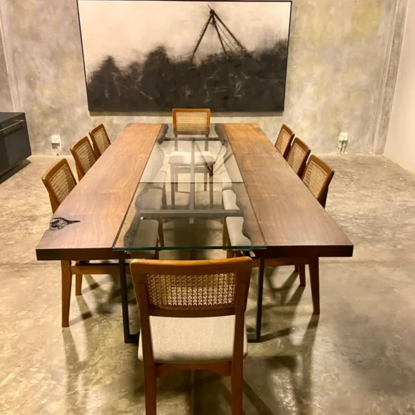 Live-Edge Glass Inlay 8-Seater Dining Table