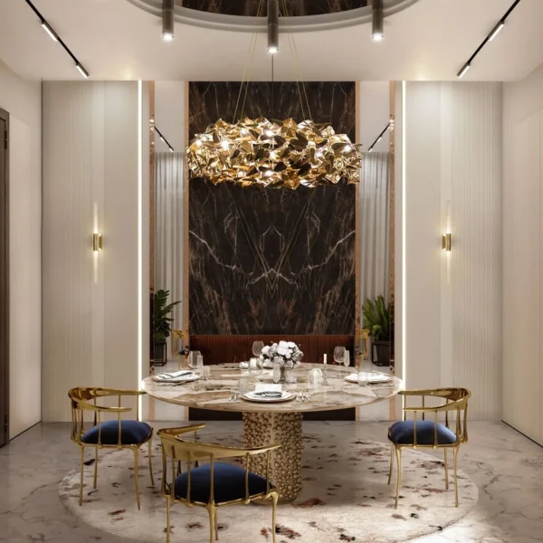 Gold Round Marble Dining Table