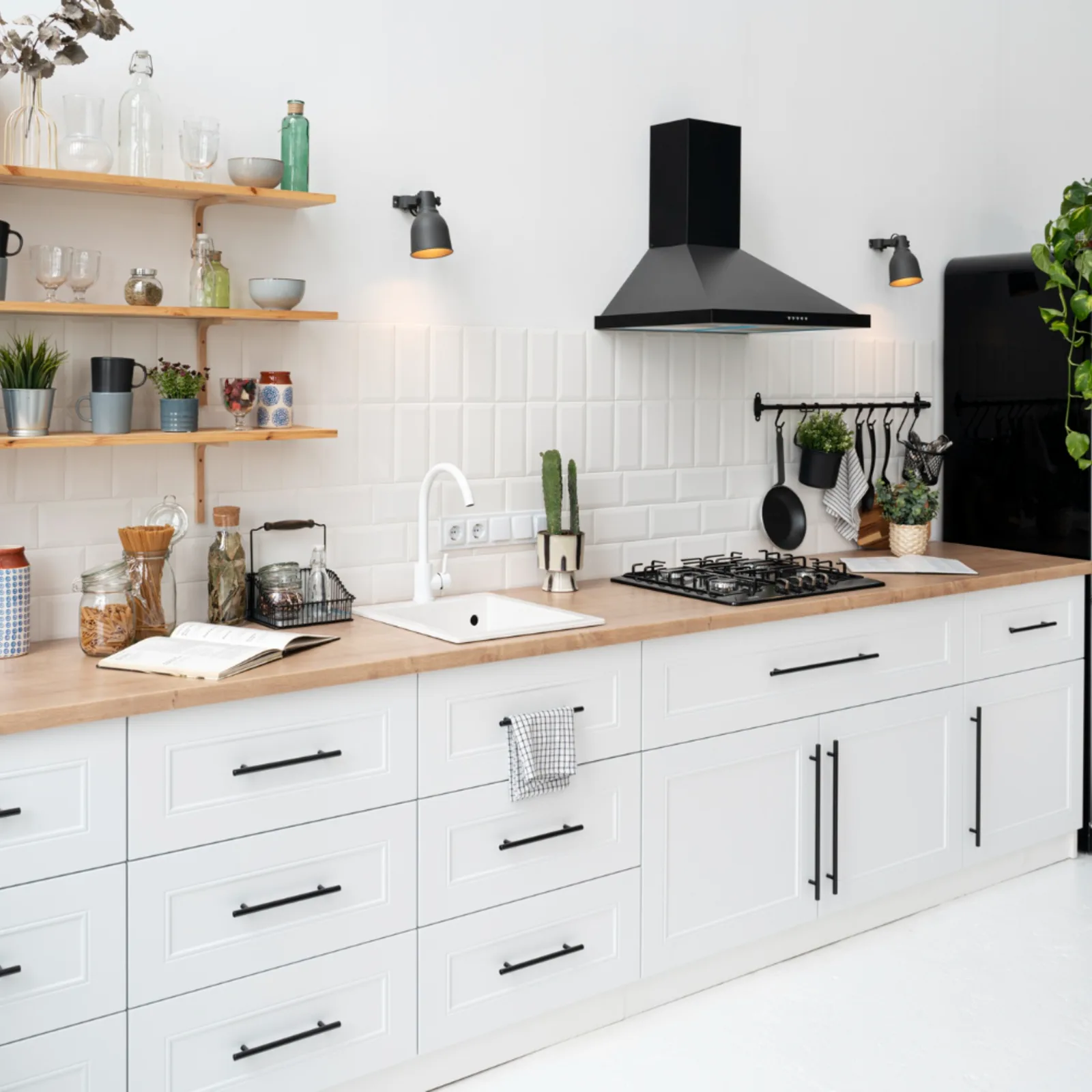 Nordic White Kitchen with Oak Counter