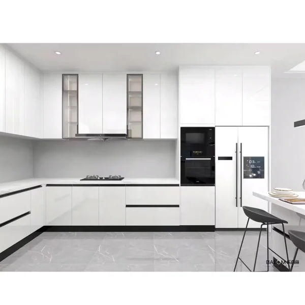 Balom White L-Shaped Modular Kitchen