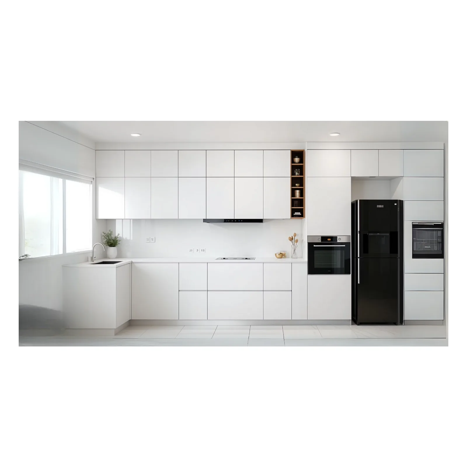 Minimalist White Island Kitchen