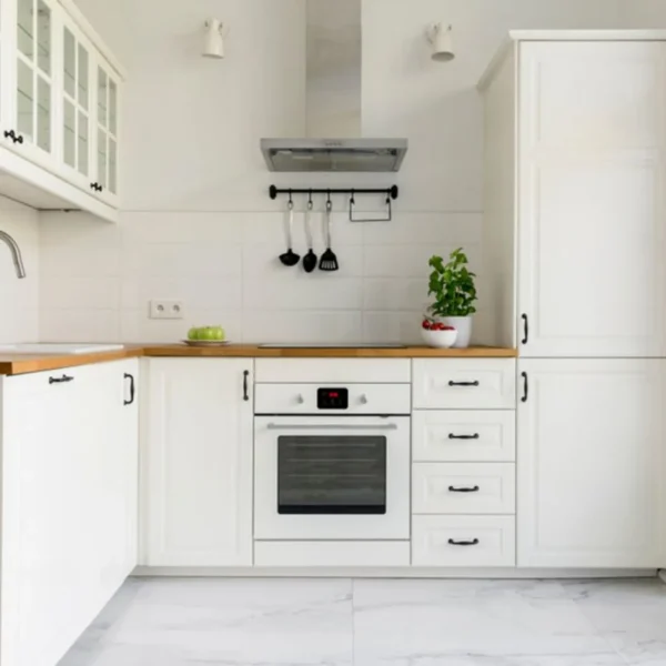 Classic White Glass-Front Kitchen