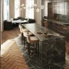 Marble Waterfall Island Kitchen