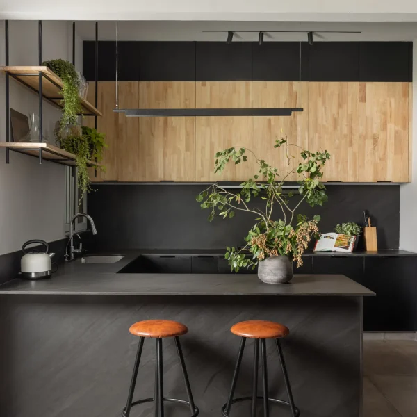 Charcoal & Oak Breakfast Bar Kitchen