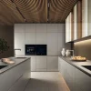 Slat Ceiling Grey Handleless Kitchen