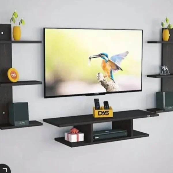 Wall-Mounted TV Unit with Side Shelves