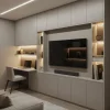 Multi-Functional Media Wall with Study