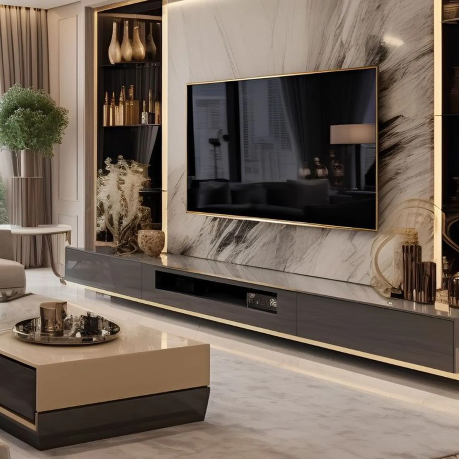 Backlit Marble Media Wall
