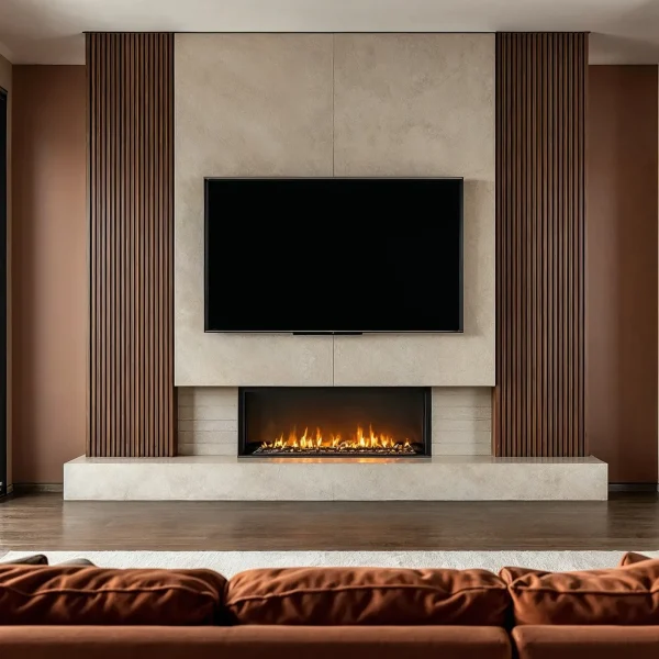 Organic Fireplace Media Wall
