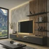 Slat & Shelf Media Wall – Charcoal