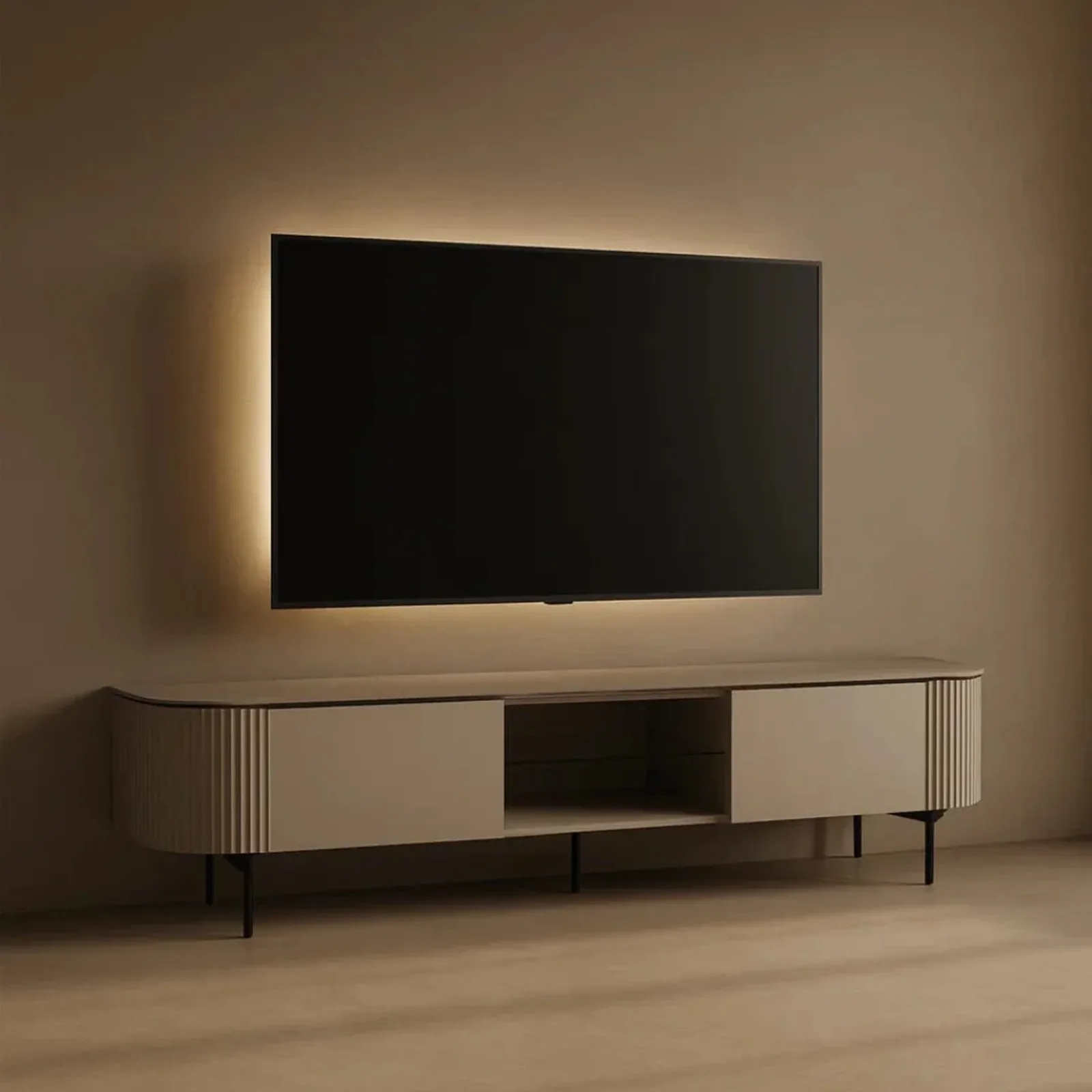 Minimal Backlit TV Wall Unit