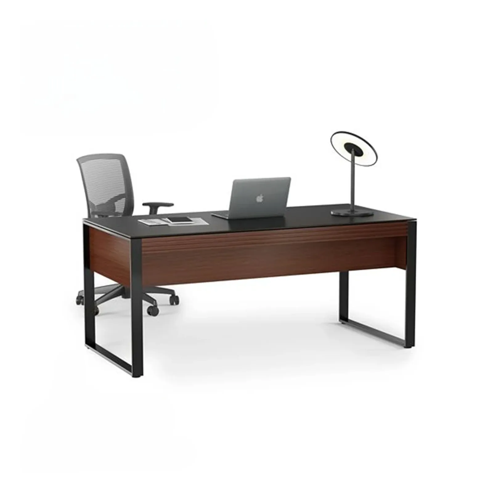 Walnut Executive Desk with Steel Frame