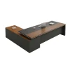 L-Shape Executive Desk – Walnut & Graphite