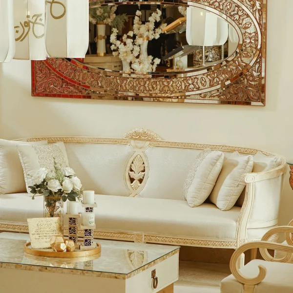 Glitz Carved Majlis Sofa – Motia Finish