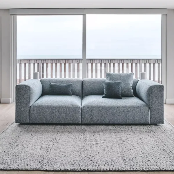 Layer Grey Fabric 3-Seater
