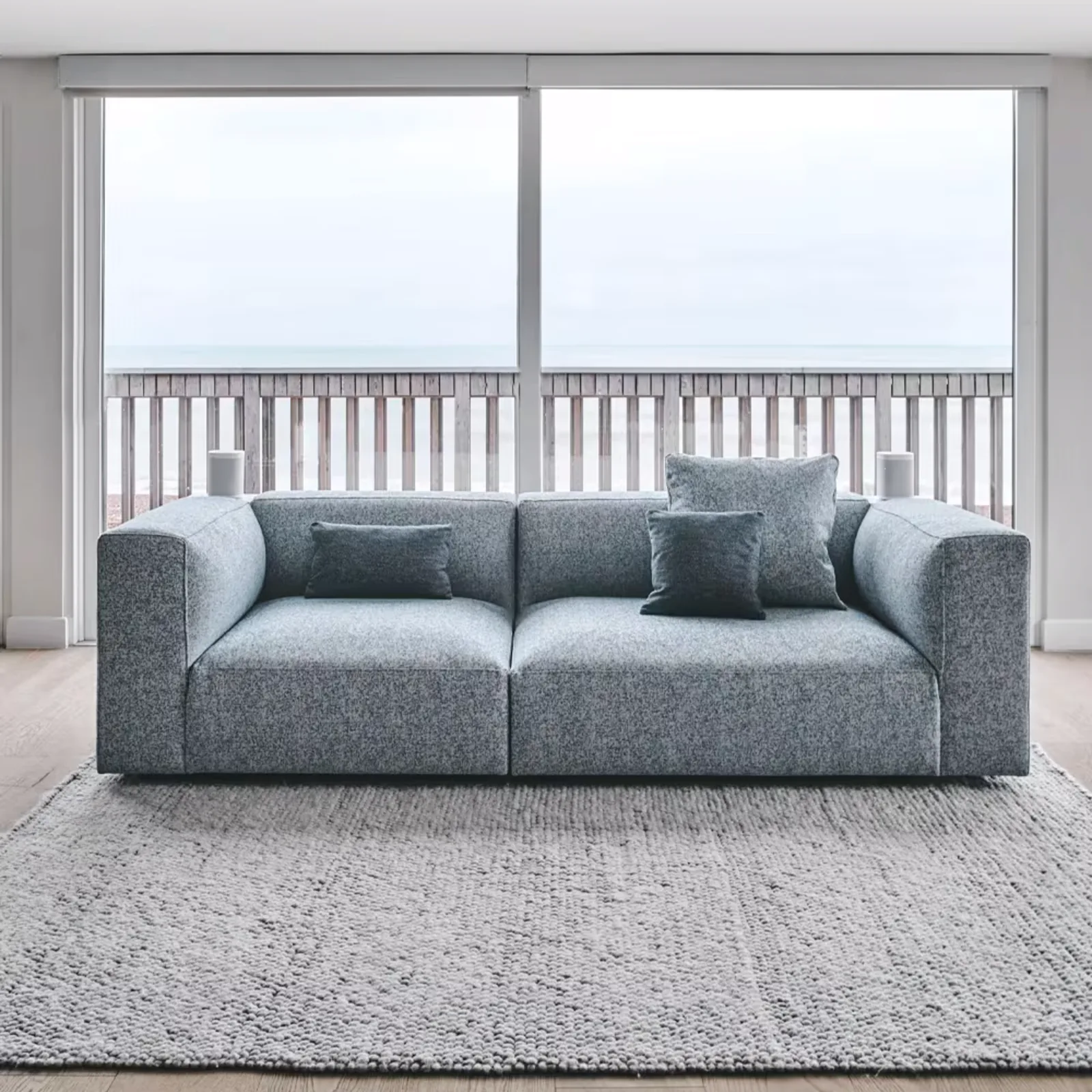 Layer Grey Fabric 3-Seater