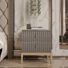 Fluted Grey Bedside Table