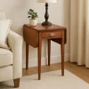 Drop-Leaf Wooden Side Table