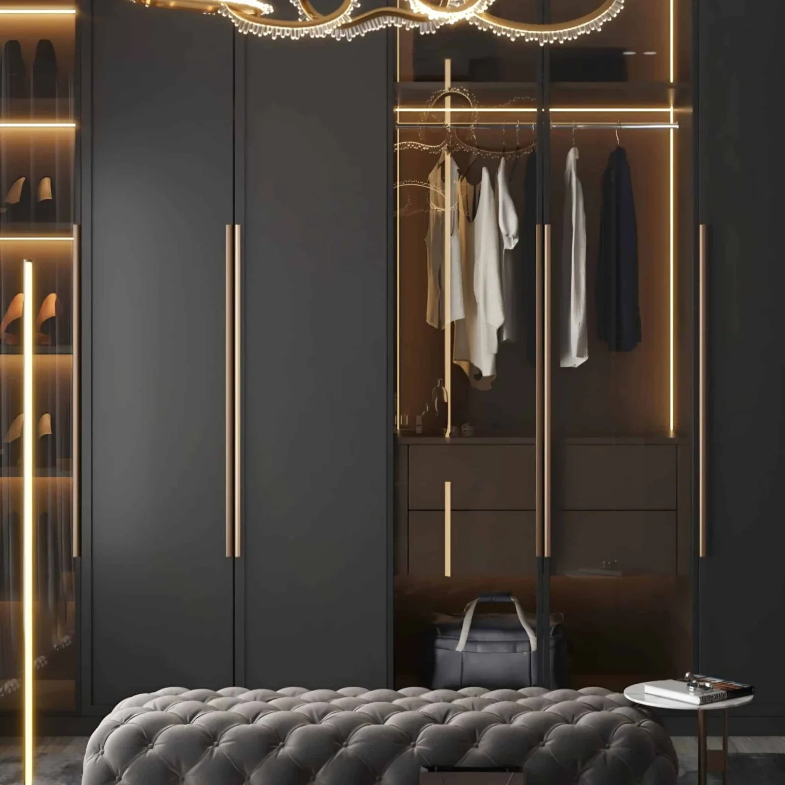 Noir Luxe LED Dressing Wardrobe